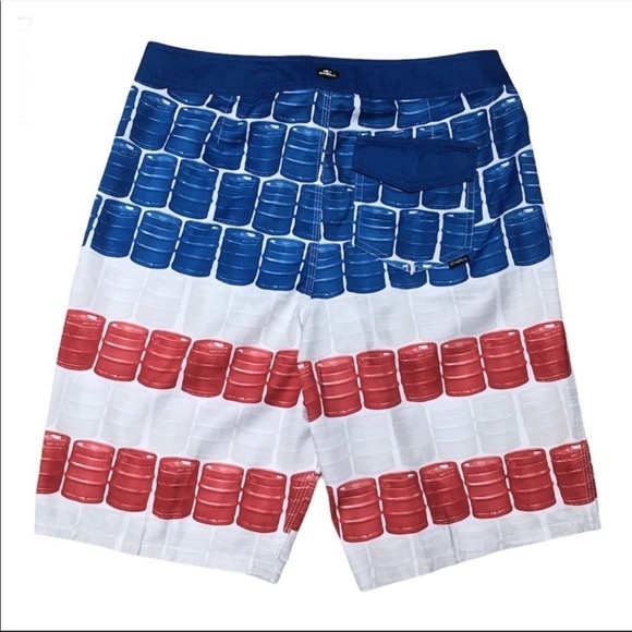 O’Neill Keg Leg Red White & Blue Board Shorts NWT Size 30” - Picture 4 of 11